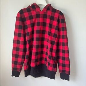 Size L Ideology Red and Black Plaid Hoodie